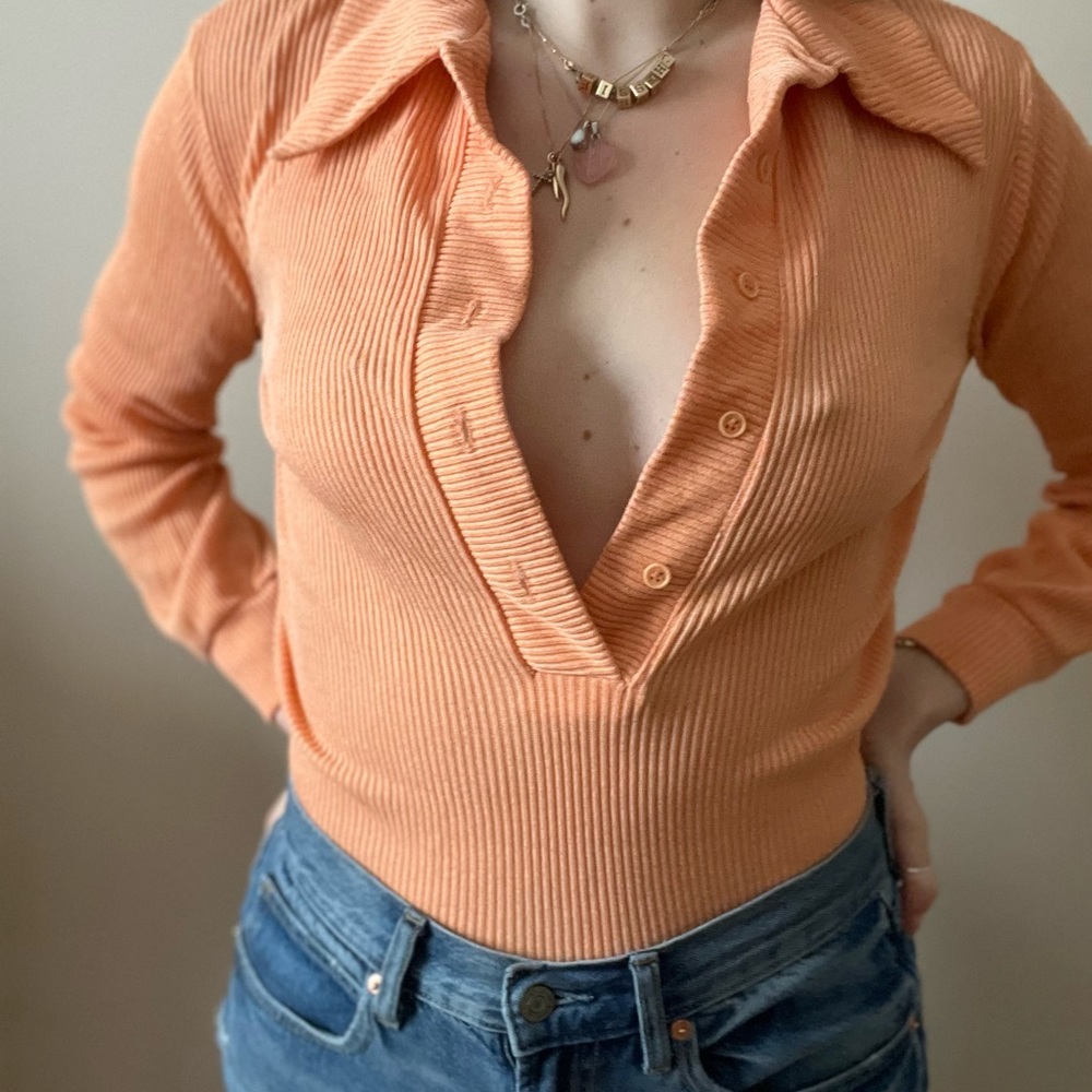 V Neck Collared Shirt